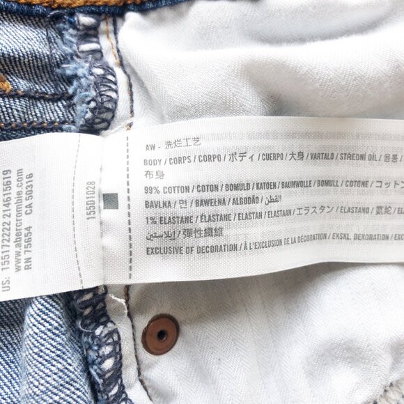 ABERCROMBIE The Ankle Straight Ultra High Rise Knee Rip Jeans Womens 22 Short - Picture 6 of 10